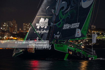 .Transat Jacques Vabre 2019, arrival in Salvador de Bahia, Maxime Sorel and Guillaume Le Brec aboard Imoca V and B on November 12, 2019.Photo © Jean-Marie Liot   AleA