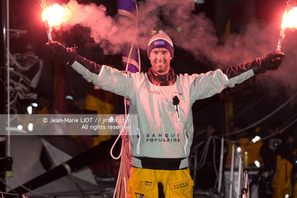 Les Sables d'Olonne, January 19, 2017 arrival of Armel Le Cléac'h (FR) skipper of the imoca Banque Populaire arrives 1st Vendee globe 2016-2017. Photo © Jean-Marie Liot   DPPI