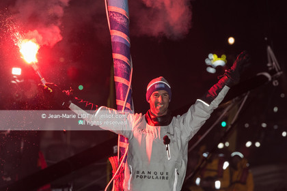 Les Sables d'Olonne, January 19, 2017 arrival of Armel Le Cléac'h (FR) skipper of the imoca Banque Populaire arrives 1st Vendee globe 2016-2017. Photo © Jean-Marie Liot   DPPI