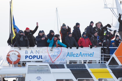 Les Sables d'Olonne, January 19, 2017 arrival of Armel Le Cléac'h (FR) skipper of the imoca Banque Populaire arrives 1st Vendee globe 2016-2017. Photo © Jean-Marie Liot   DPPI
