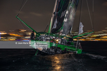 Transat Jacques Vabre 2019, arrivée à Salvador de Bahia, de Maxime Sorel et Guillaume Le Brec à bord de l'Imoca V and B le 12 novembre 2019.Photo © Jean-Marie Liot   AleA.