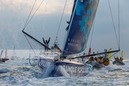 Les Sables d'Olonne, January 19, 2017 arrival of Armel Le Cléac'h (FR) skipper of the imoca Banque Populaire arrives 1st Vendee globe 2016-2017. Photo © Jean-Marie Liot   DPPI