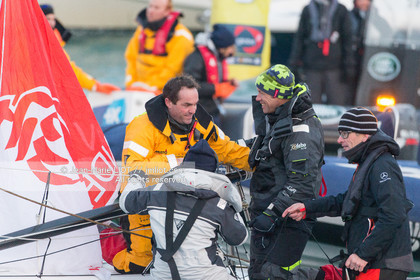 Les Sables d'Olonne, January 19, 2017 arrival of Armel Le Cléac'h (FR) skipper of the imoca Banque Populaire arrives 1st Vendee globe 2016-2017. Photo © Jean-Marie Liot   DPPI