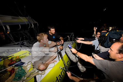 .On November 19, 2011, François Gabart and Sébastien Col Arrived in Costa Rica, of  on the Imoca Macif. Photo © Jean-Marie Liot   DPPI