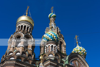 Russie, Saint Petersbourg, classé Patrimoine Mondial de l'UNESCO, église de la Résurrection sur le canal Griboiedov appellée aussi église du Sauveur-sur-le-Sang.