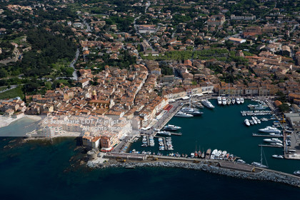 .France , Var (83) , Saint- Tropez..Yachts in the harbor of Saint -Tropez , Aerial View.Photo © Jean -Marie Liot