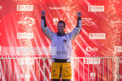 Les Sables d'Olonne, January 19, 2017 arrival of Armel Le Cléac'h (FR) skipper of the imoca Banque Populaire arrives 1st Vendee globe 2016-2017. Photo © Jean-Marie Liot   DPPI