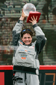 .   .Start Ellen MacArthur onboard maxi-trimaran B&Q Castorama, trying to beat Solo Handed Round the World record, in Falmouth (GB), on november 27, 2004, photo : Jean-Marie LIOT - www.jmliot.com