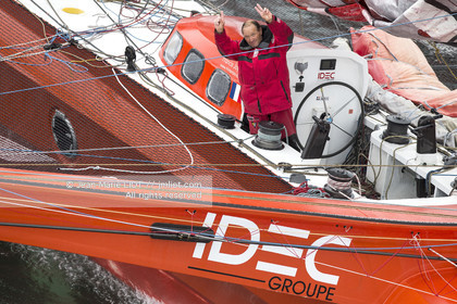 .Cap Liazd (GB) le 16 06 2013 - FRANCIS JOYON (FRA) ONBOARD IDEC BREAKING THE SOLO-HANDED NORTH ATLANTIC RECORD IN 5 DAYS 6 HOURS 56 MINUTES 10 SECONDS.  Photo © Jean-Marie Liot   DPPI   IDEC
