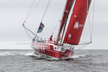 .Itajaï (Brazil) on November 13, 2015, arrival of Bertrand de Broc and Marc Guillemot aboard the imoca MACSF. Photo © Jean-Marie Liot   DPPI