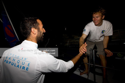 LE 19 novembre 2011, Arrivée au Costa Rica, de François Gabart et Sébastien Col à bord de l'imoca Macif. Photo © Jean-Marie Liot DPPI.
