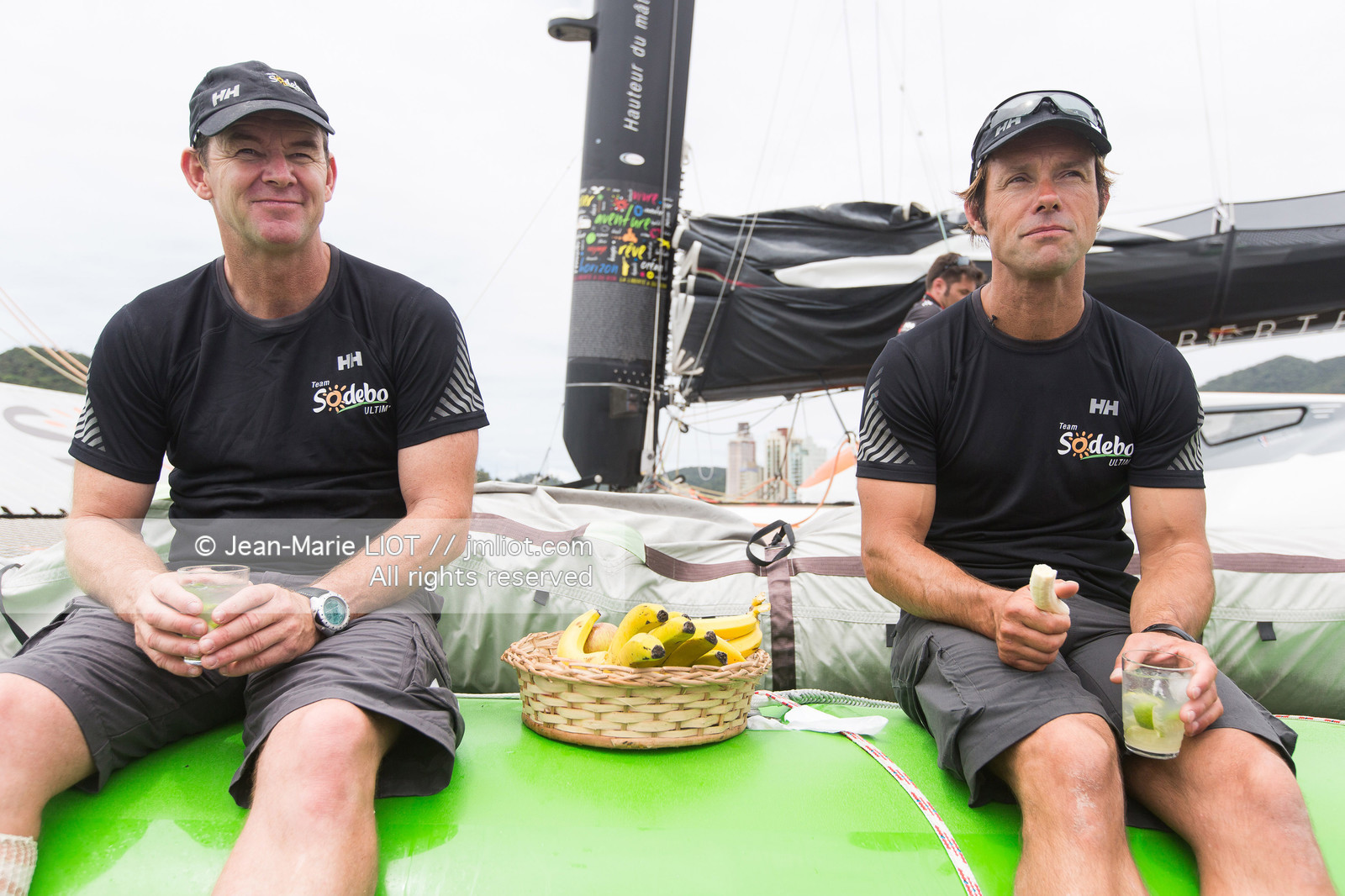 Itajaï(Brésil), samedi 7 novembre 2015, Thomas Coville et Jean-Luc Nélias deuxiémes au classement Ultim de la Transat Jacques Vabre sur SODEBO. Photo © JEAN-MARIE LIOT   DPPI.