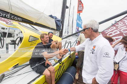 Itajaï (Brazil) le 12 November 2015, arrivée de Thomas Ruyant et Adrien Hardy à bord de l'imoca Le souffle du Nord. Photo © Jean-Marie Liot   DPPI.