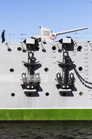 Russie, Saint Petersbourg, classé Patrimoine Mondial de l'UNESCO, Russie, Saint-Pétersbourg, le croiseur Aurora, navire musée.