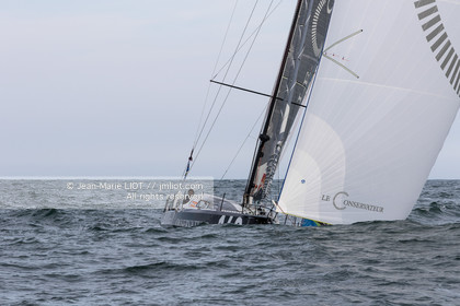 .Itajaï (Brazil) on November 18, 2015, arrival of Yannick Bestaven and Pierre Brasseur aboard the Class 40 Le Conservateur, first in the class 40 ranking..Photo © Jean-Marie Liot