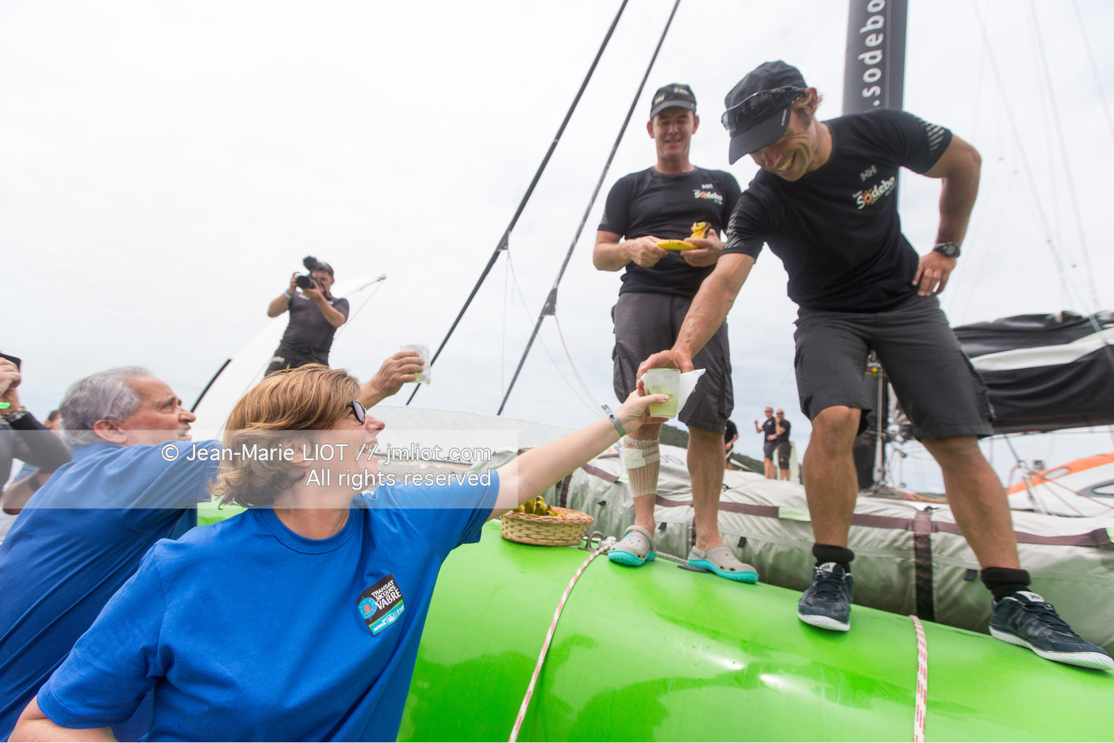 Itajaï(Brésil), samedi 7 novembre 2015, Thomas Coville et Jean-Luc Nélias deuxiémes au classement Ultim de la Transat Jacques Vabre sur SODEBO. Photo © JEAN-MARIE LIOT   DPPI.