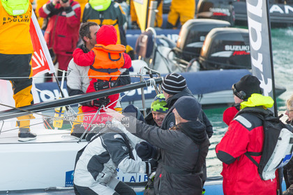 Les Sables d'Olonne, January 19, 2017 arrival of Armel Le Cléac'h (FR) skipper of the imoca Banque Populaire arrives 1st Vendee globe 2016-2017. Photo © Jean-Marie Liot   DPPI