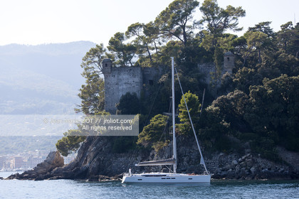 .Portofino,  the pretty port  in Italian is located in the hollow of a cove on the Ligurian coast. This small fishing port became one of the most exclusive resorts in Italy , however, has not lost its charm ..Photo © Jean -Marie Liot